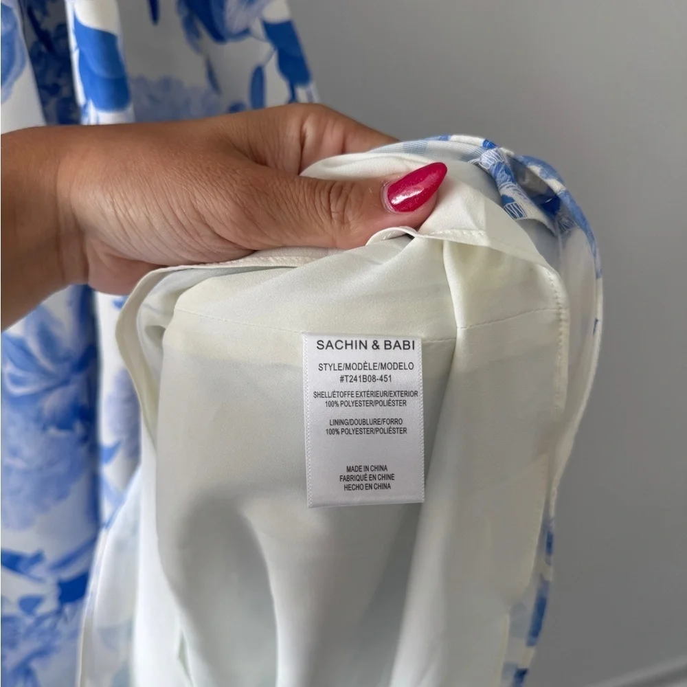 SACHIN & BABI Isabeau Floral Strapless Blue Gown 2 - Picture 6 of 9